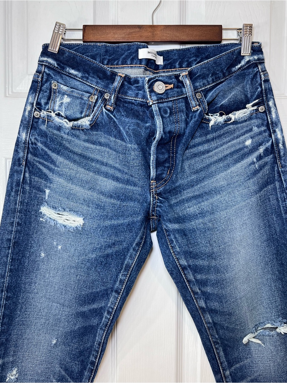 Moussy Vintage Comfort Glendale Skinny Jeans Blue Medium Wash Distressed Size 27 - Picture 2 of 14